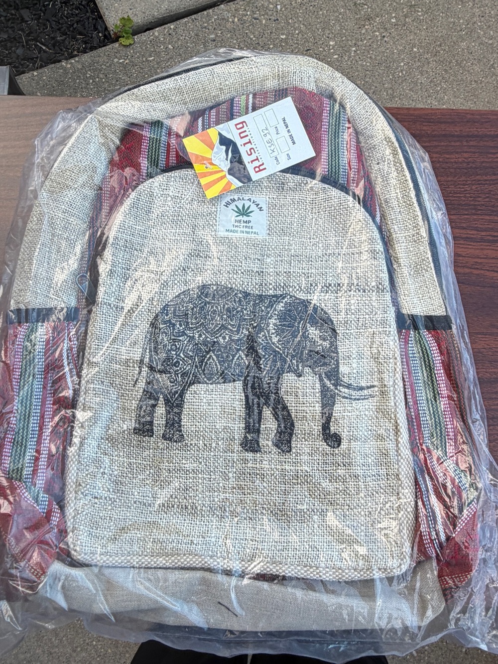 Rising International Himalayan Hemp Elephant Backpack Boho Nepal NWT
